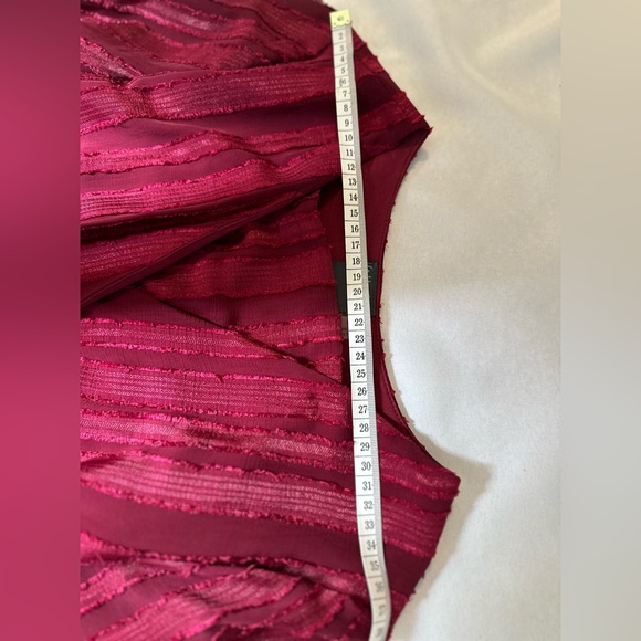 GABBY SKYE Wine Red Half Sleeve Striped Dress - Picture 6 of 6